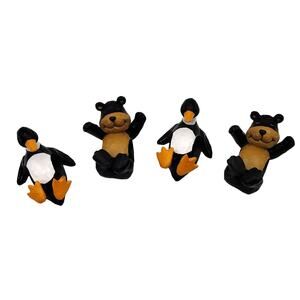 Set of 4 Country Cabin Rustic Ranch Northwoods Napkin Rings Holders Bears Ducks